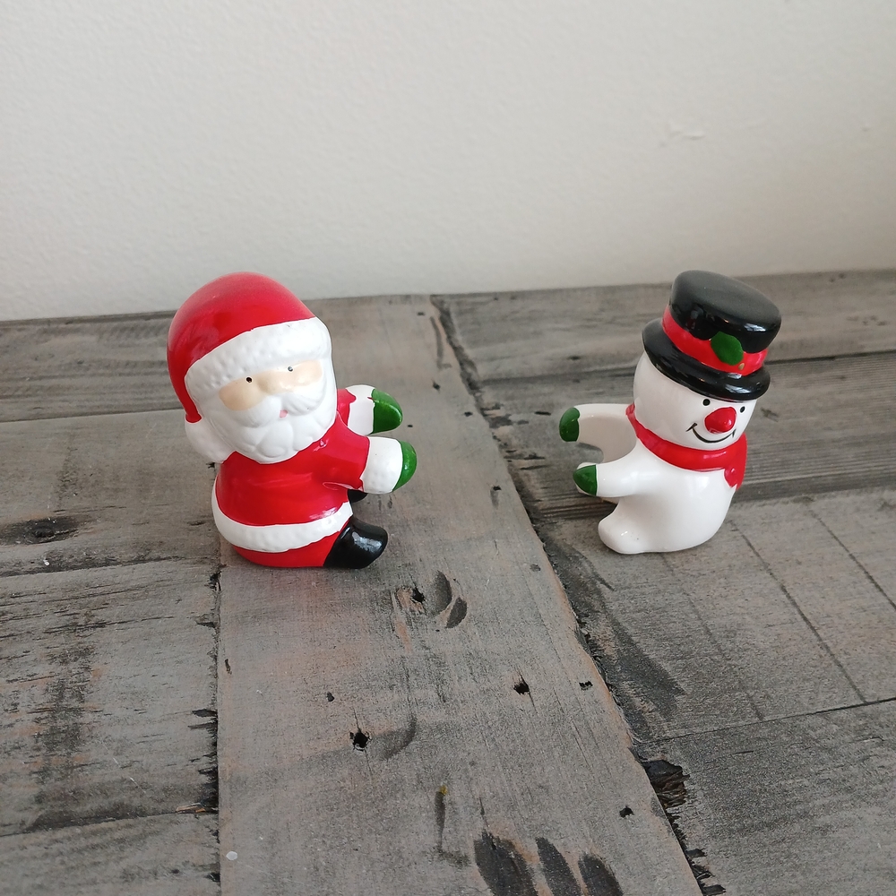 Festive Santa and Snowman Candle Holders
